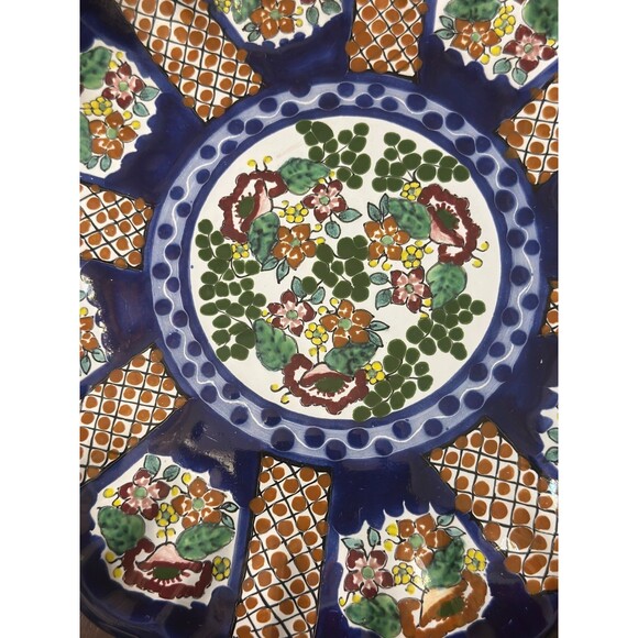 Talavera Wall Plate – Bright Florals Mexican Folk Art Pottery Dish - Picture 1 of 3